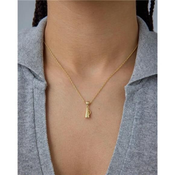 14K Gold-Plated Cheerleading Megaphone Charm Necklace - Picture 2 of 3